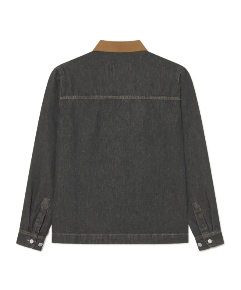 Contrast-Collar Denim Shirt Jacket