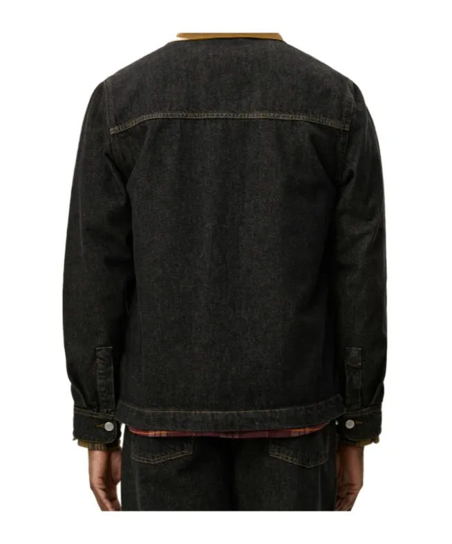 Contrast-Collar Denim Shirt Jacket