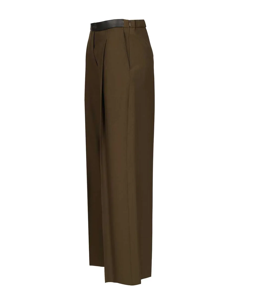 Logo Embossed Pleat Detail Trousers