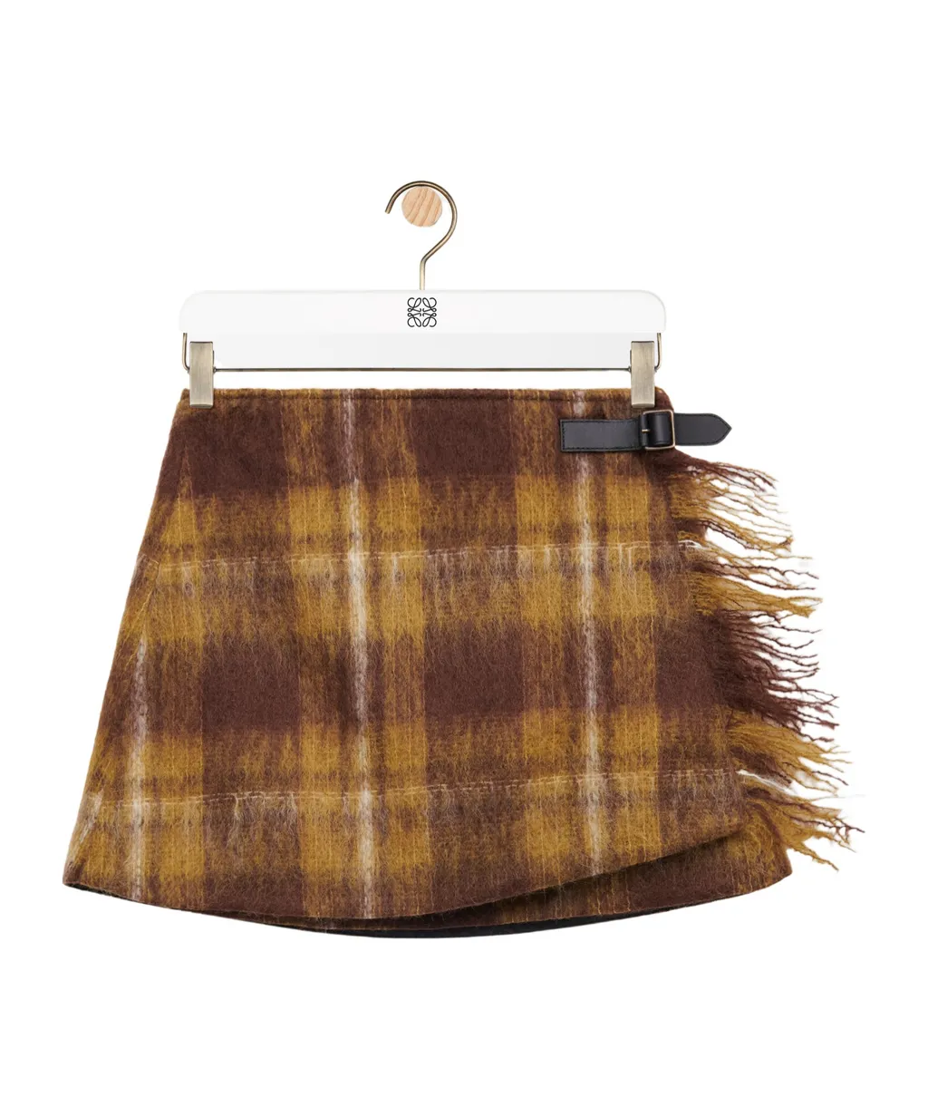 Plaid Fringed Mini Skirt