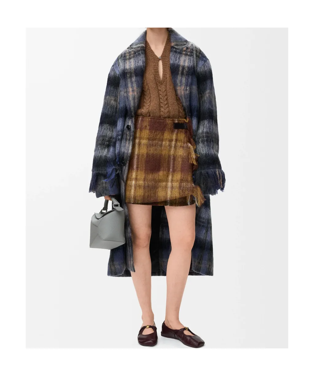 Plaid Fringed Mini Skirt