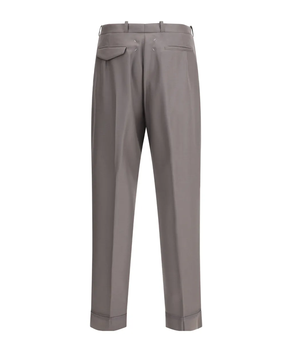 Straight Leg Pleated Trousers