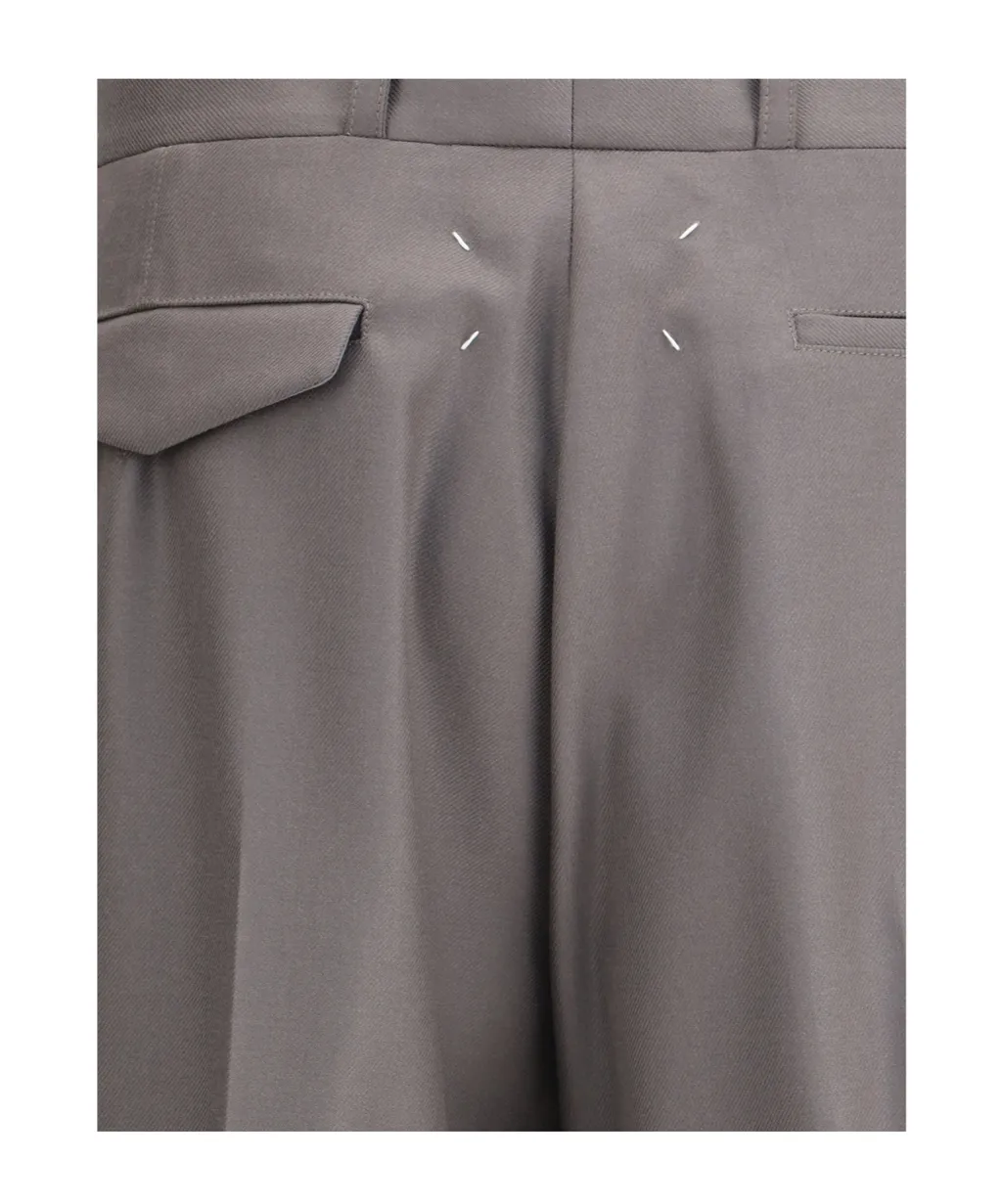 Straight Leg Pleated Trousers