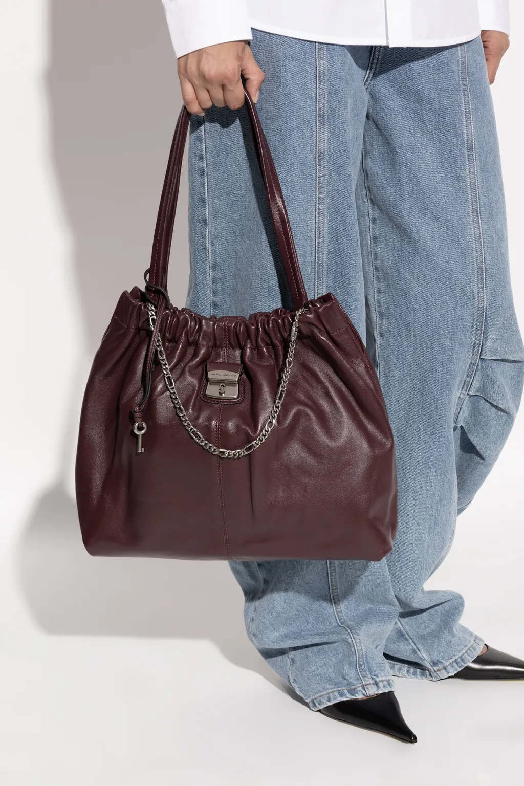 Chain-Embellished Shoulder Bag