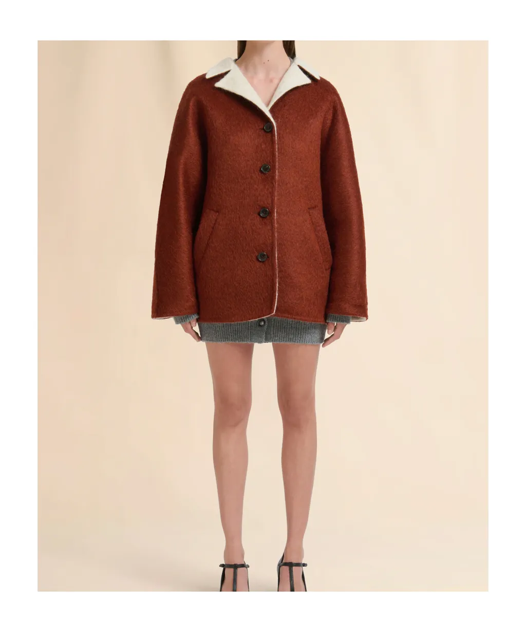 Contrast Lapel Flared-Sleeves Jacket