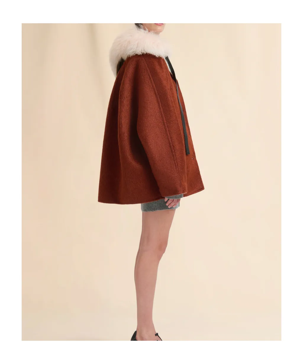 Contrast Lapel Flared-Sleeves Jacket