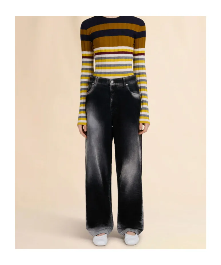 Flocked Denim Jeans