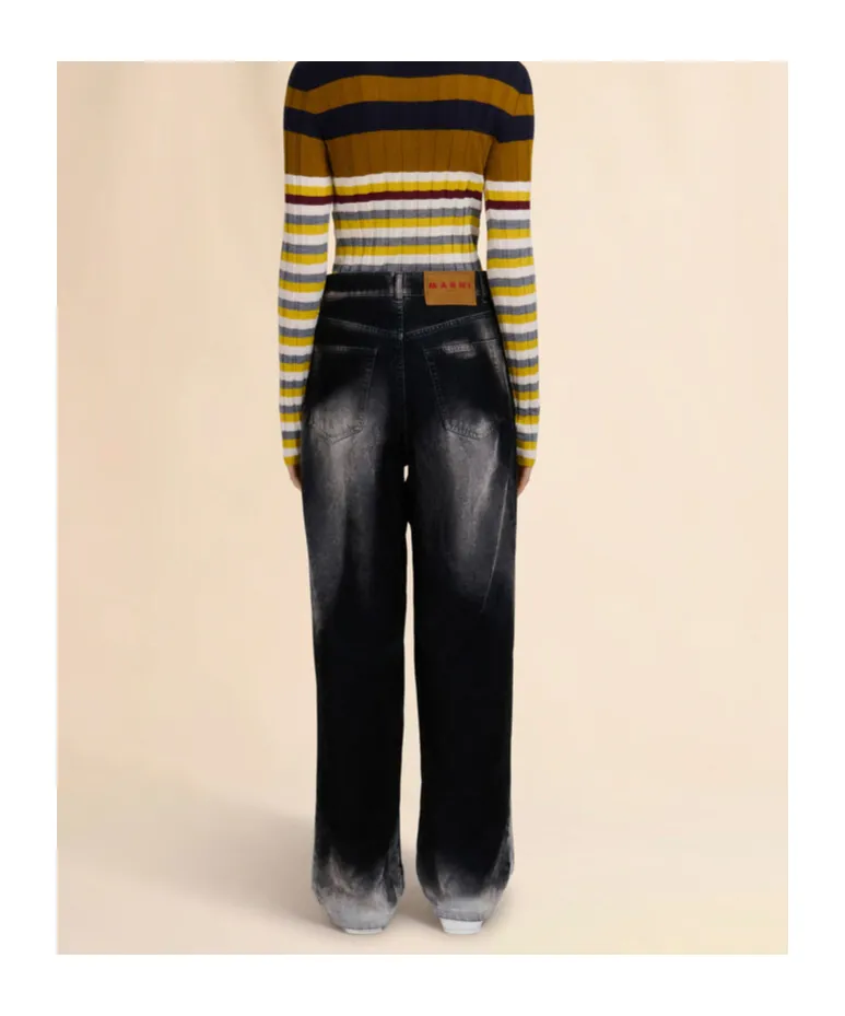 Flocked Denim Jeans