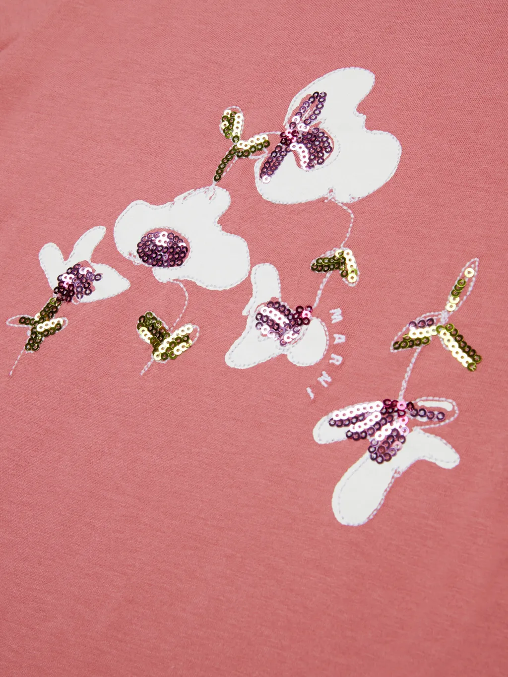 Cotton T-Shirt With Sequin Ninfee Print