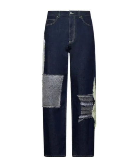 Straight-Leg Patchwork Jeans