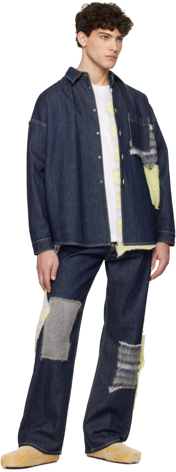 Straight-Leg Patchwork Jeans