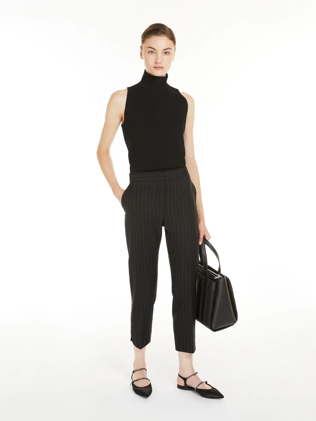 Pinstripe Cigarette Tube Casual Pants