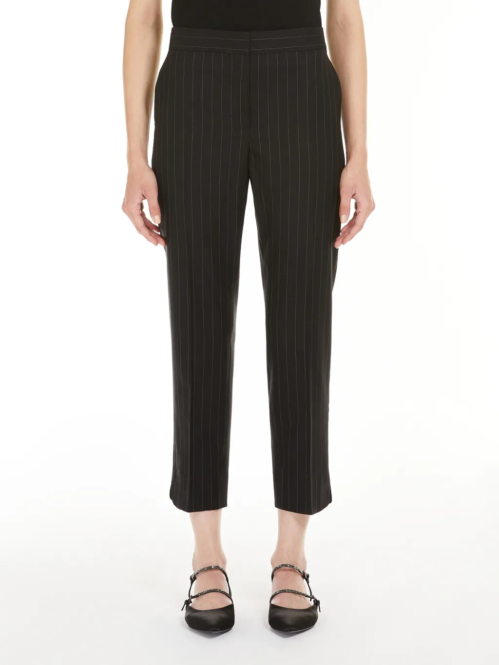 Pinstripe Cigarette Tube Casual Pants