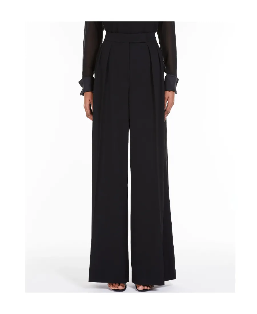 High-Waist Wide-Leg Pleated Trousers