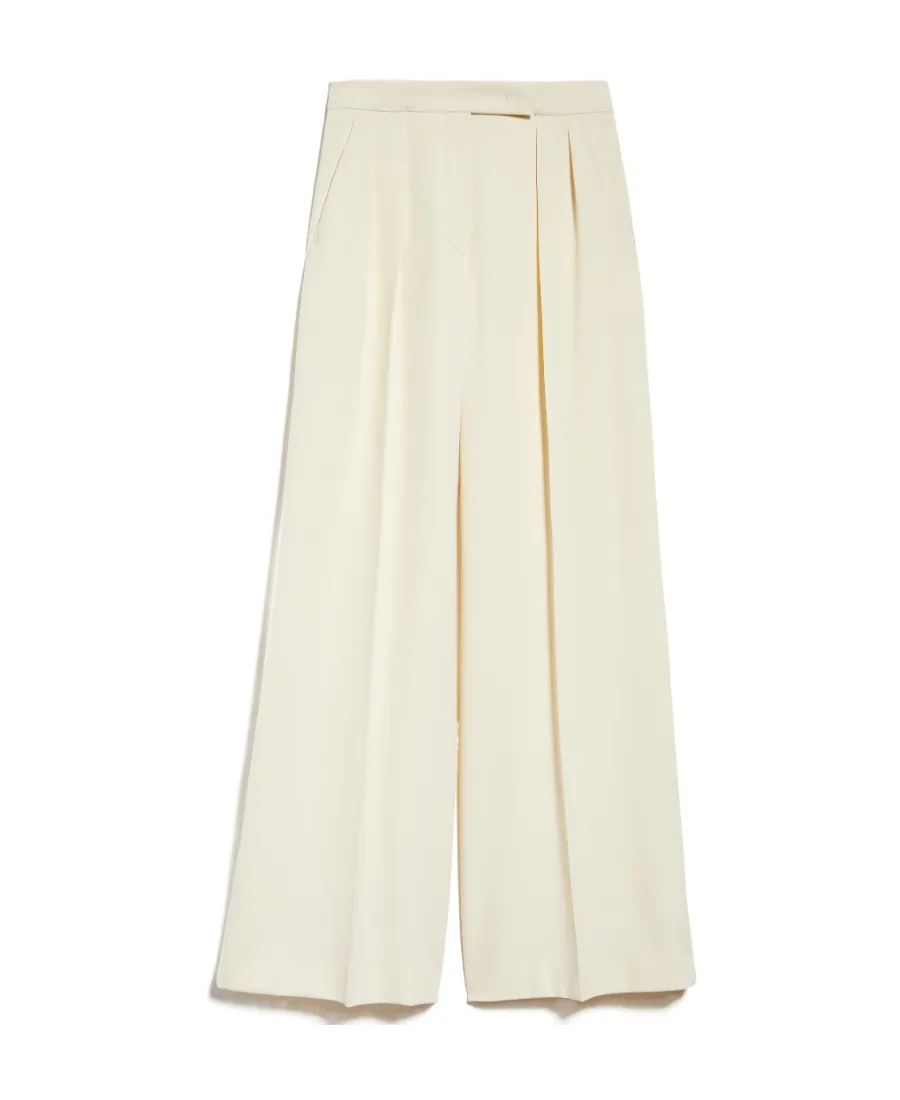 High-Waist Wide-Leg Pleated Trousers