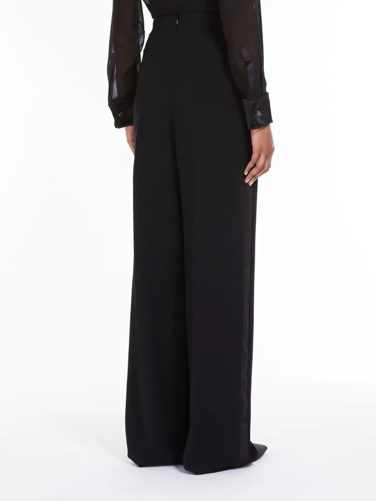 Satin-Finish Tailored Wide-Leg Trousers