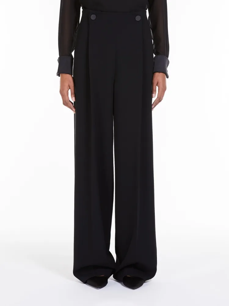 Satin-Finish Tailored Wide-Leg Trousers