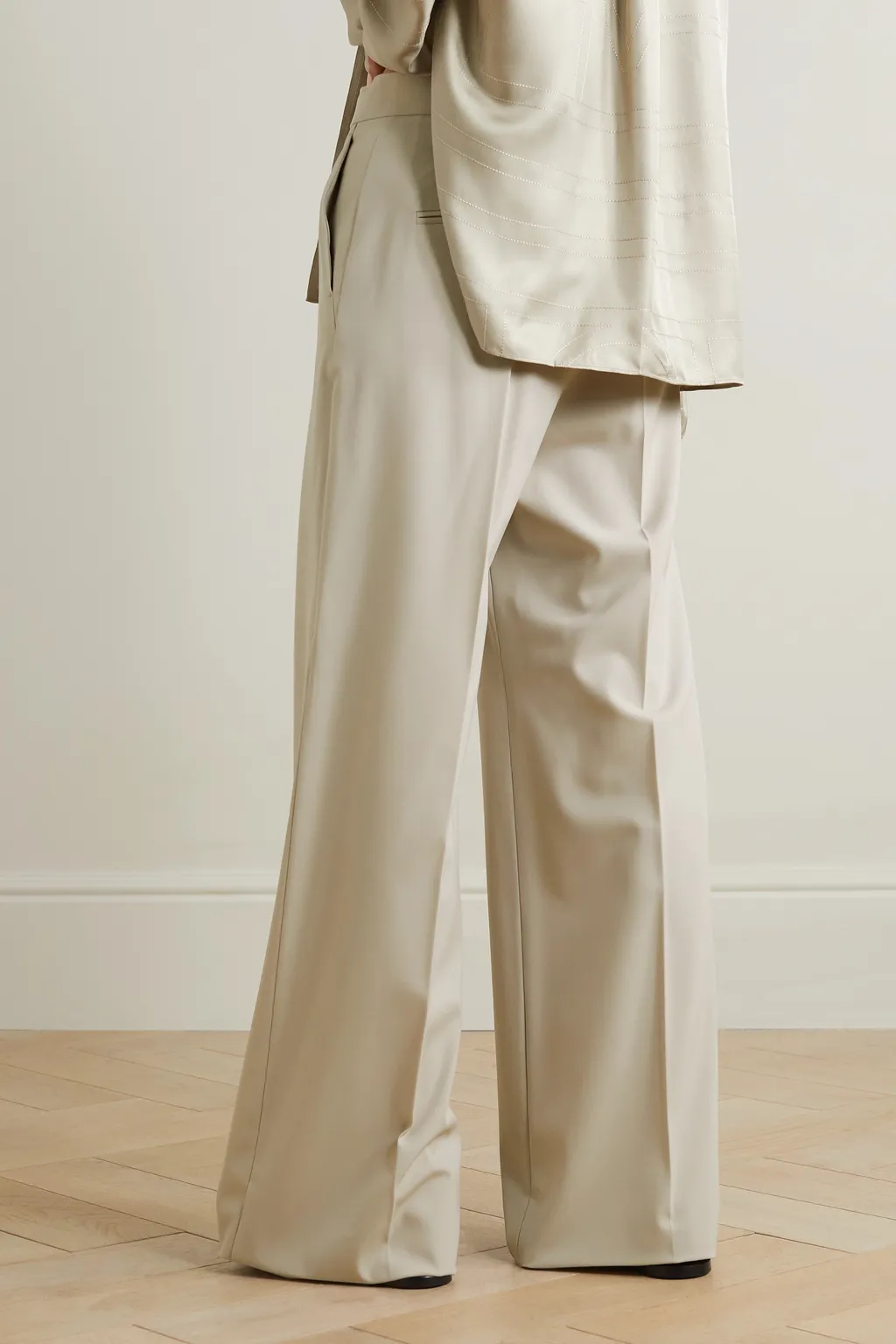 Wool Wide-Leg Casual Pants