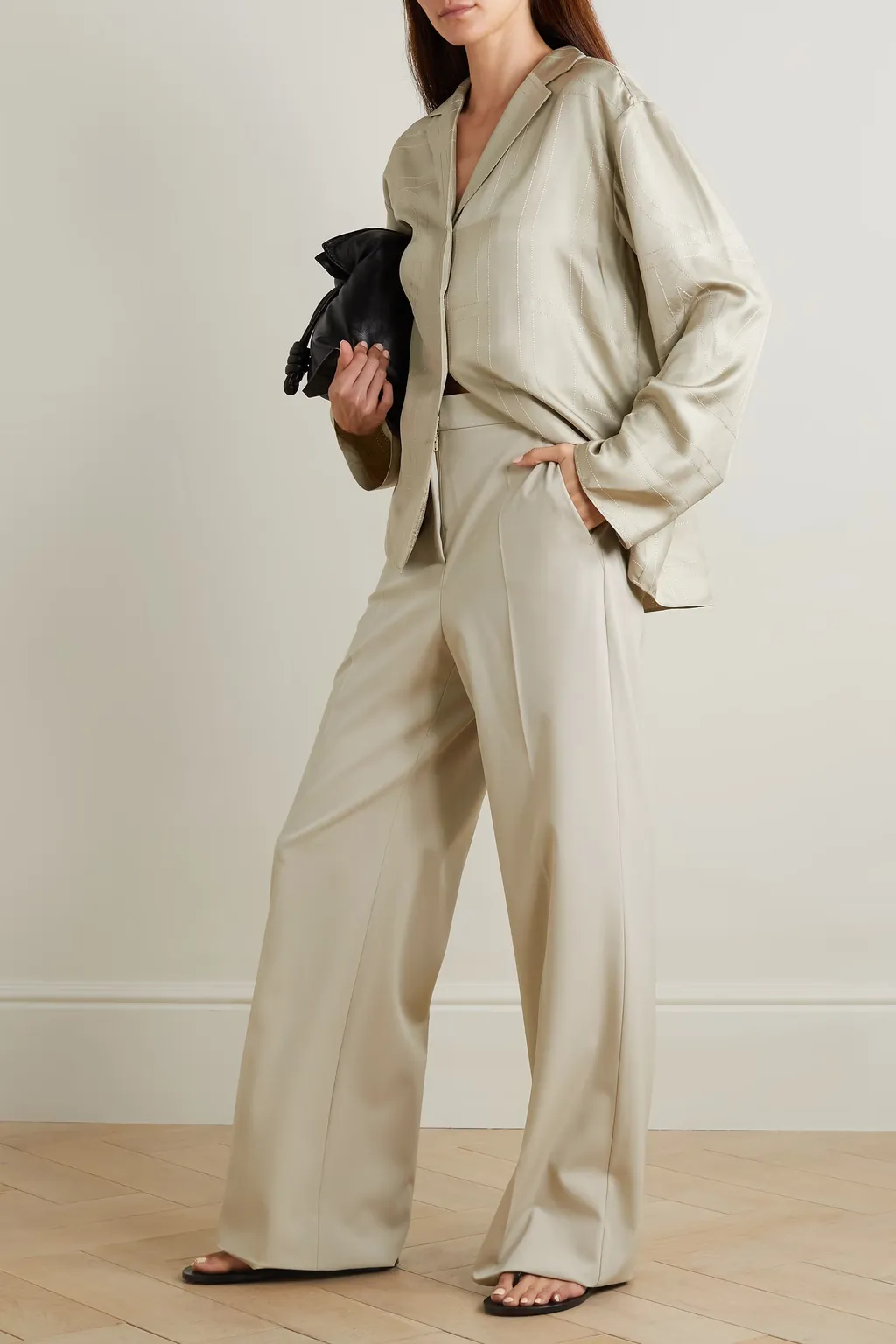 Wool Wide-Leg Casual Pants