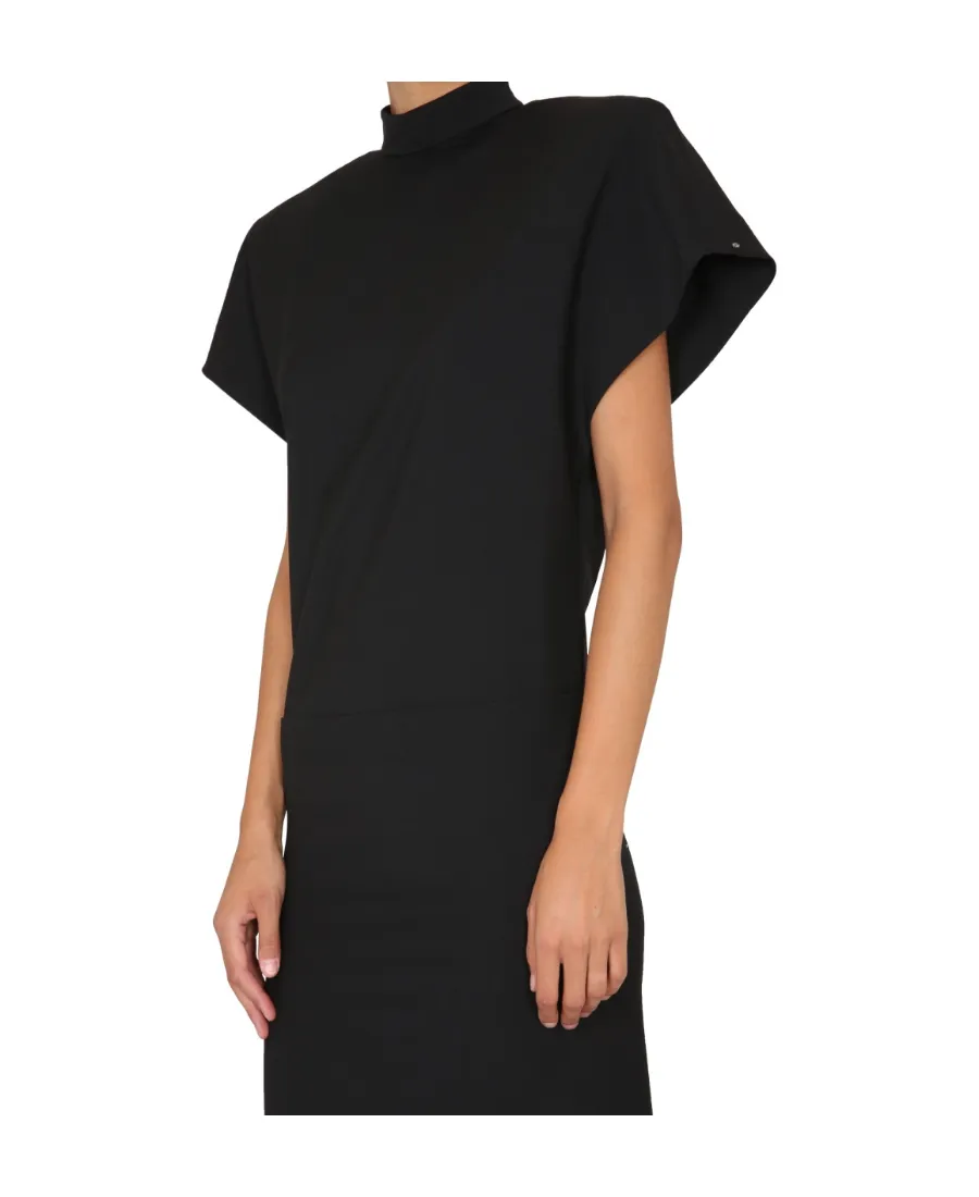 High-Necked Short-Sleeved Dress
