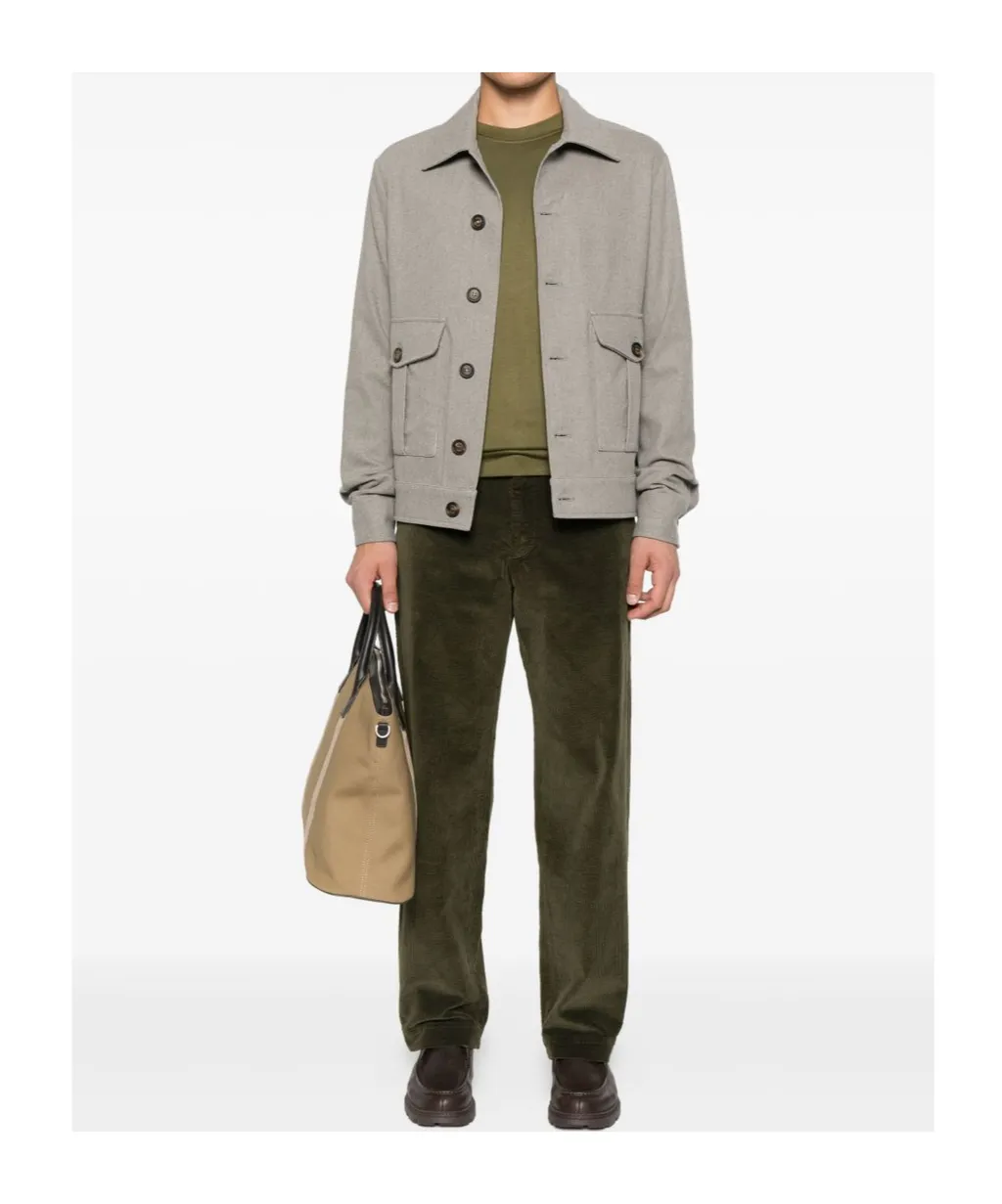 Button-Fastening Flap-Pocket Jacket