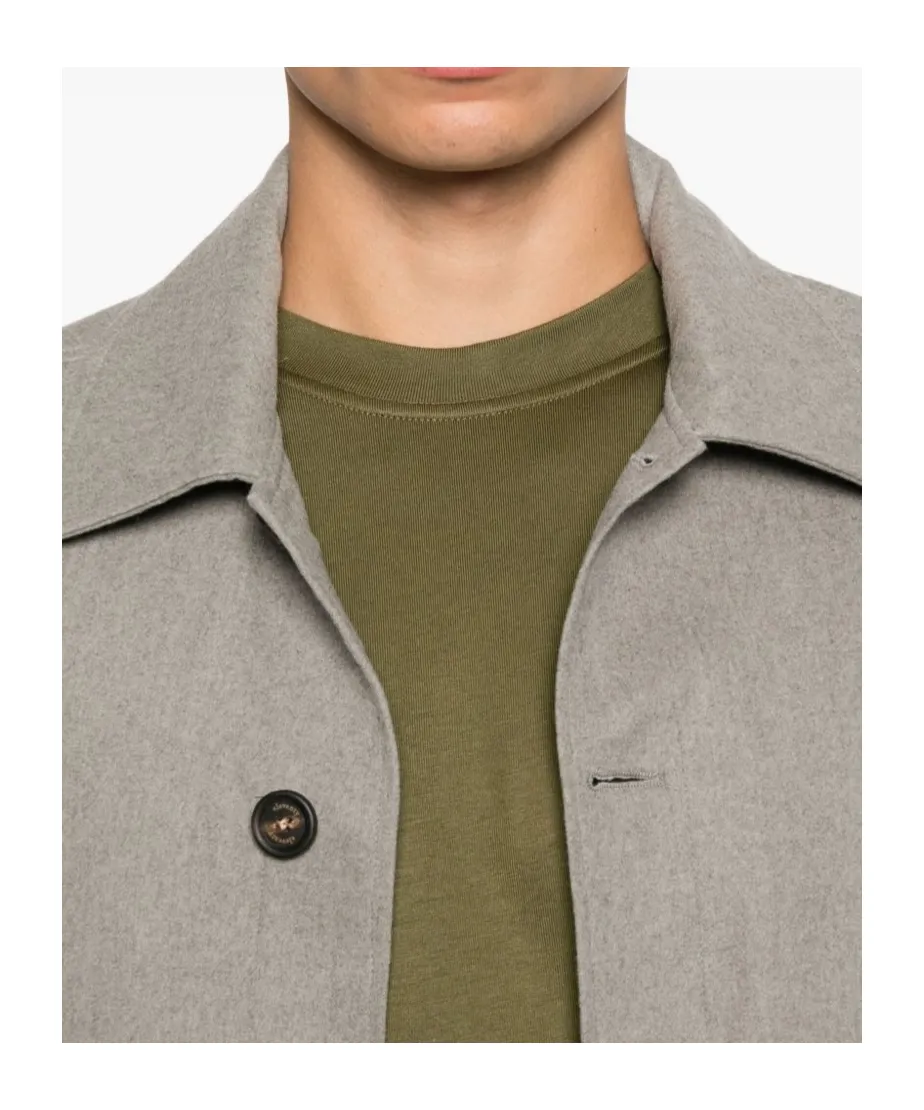 Button-Fastening Flap-Pocket Jacket