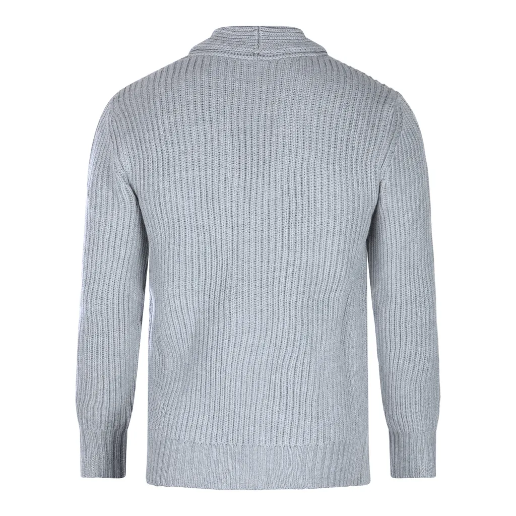 Ribbed Shawl-Collar Cardigan