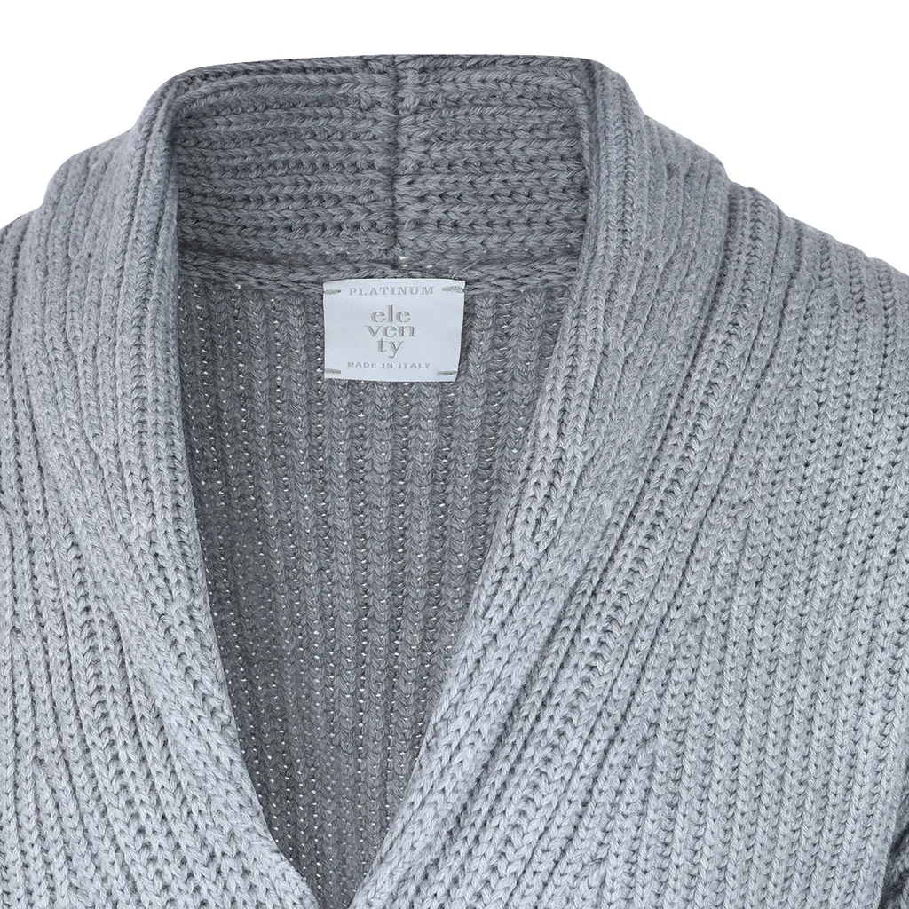 Ribbed Shawl-Collar Cardigan