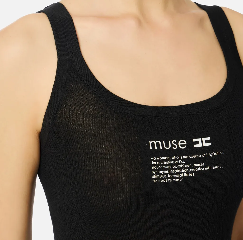 Lettering Detailed Knitted Top