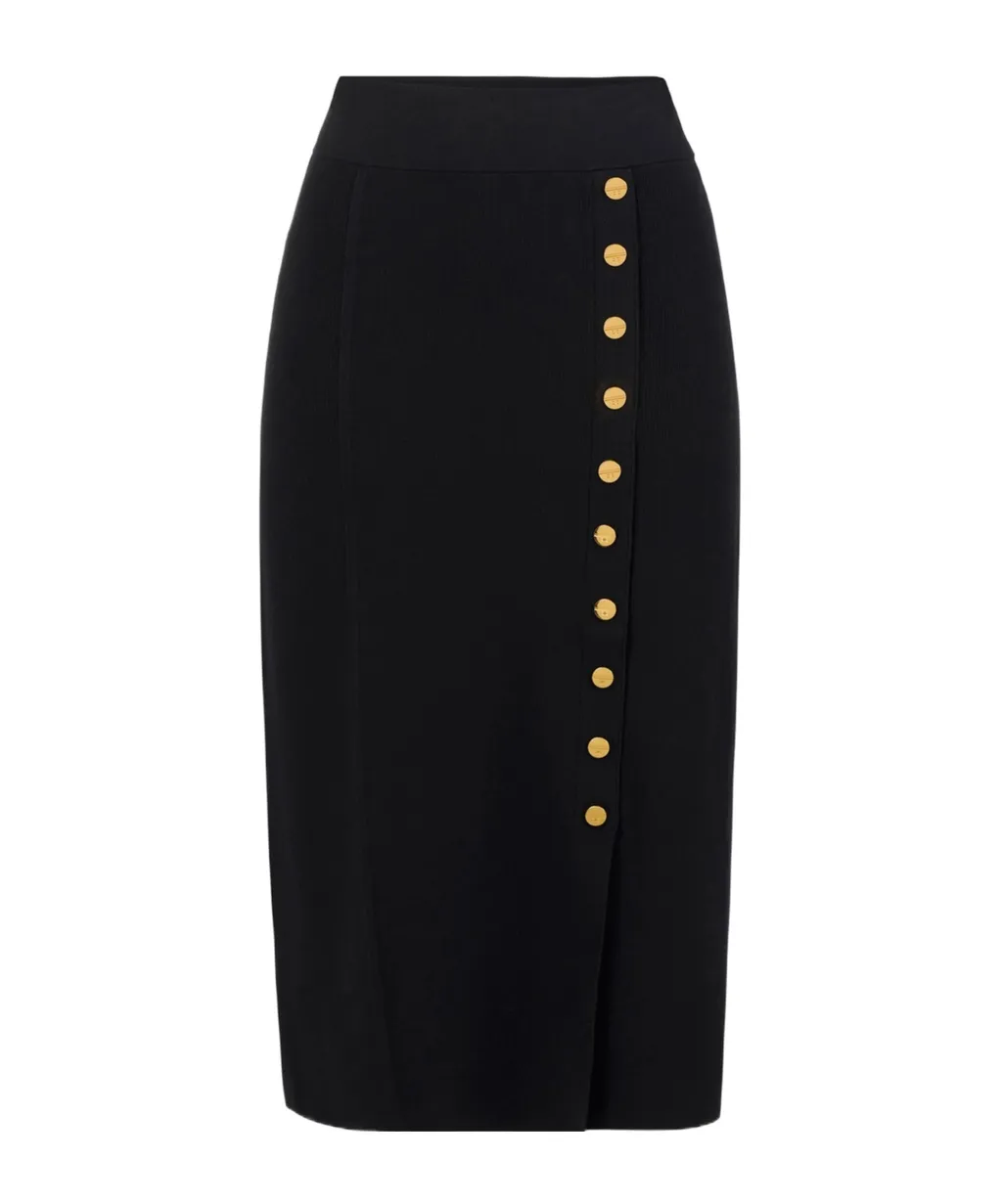 Button Embellished Knitted Skirt