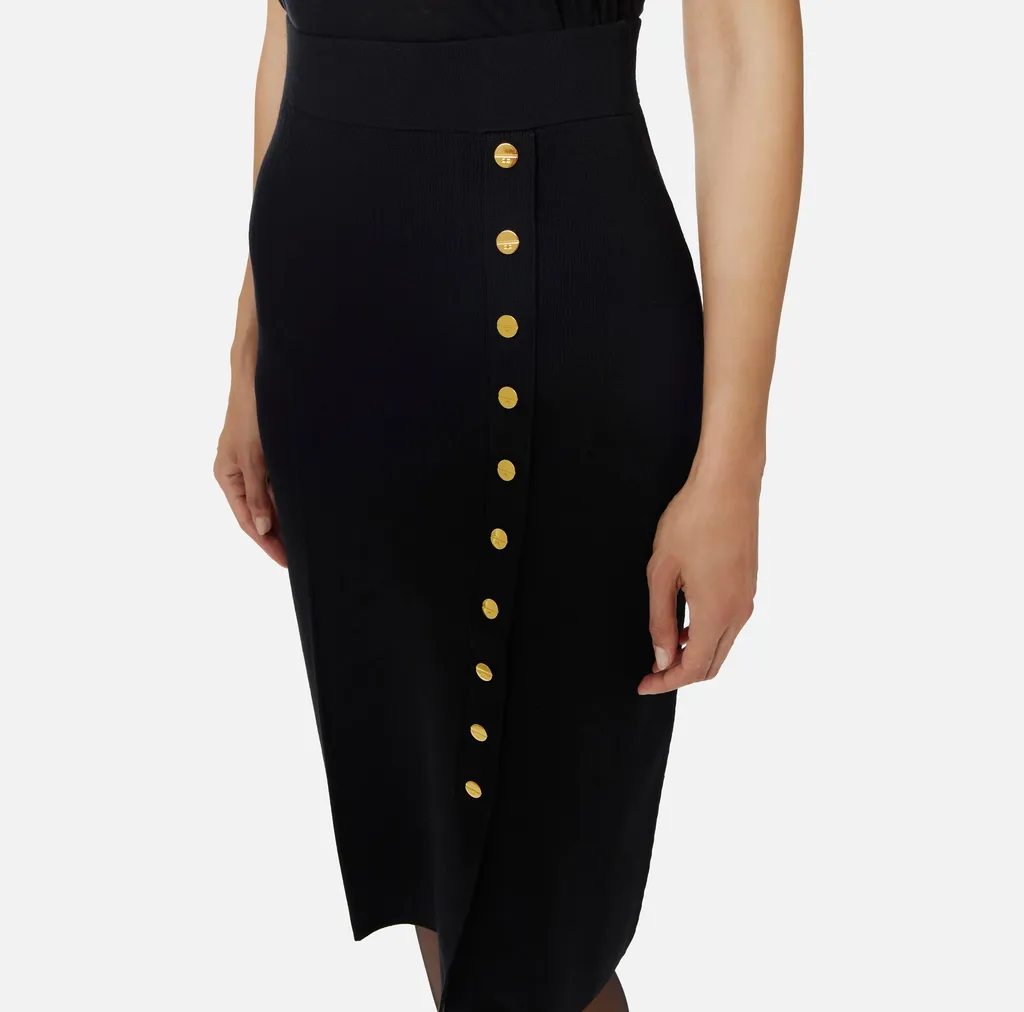 Button Embellished Knitted Skirt