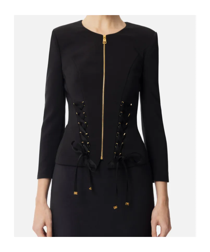 Criss-Cross Laces CrÊPe Jacket