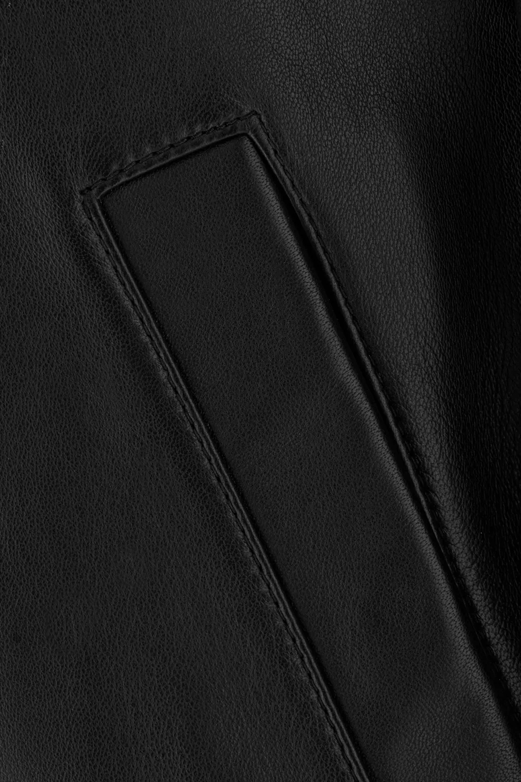 Ribbed-Trim Leather Jacket
