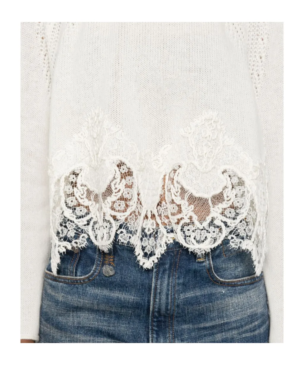 Lace-Trimmed Sweater