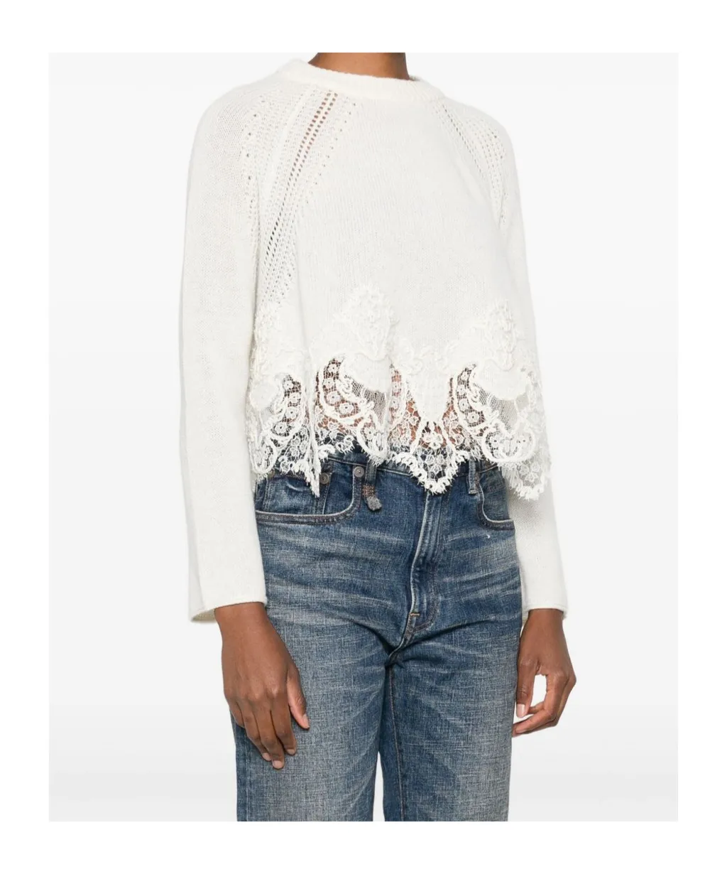 Lace-Trimmed Sweater