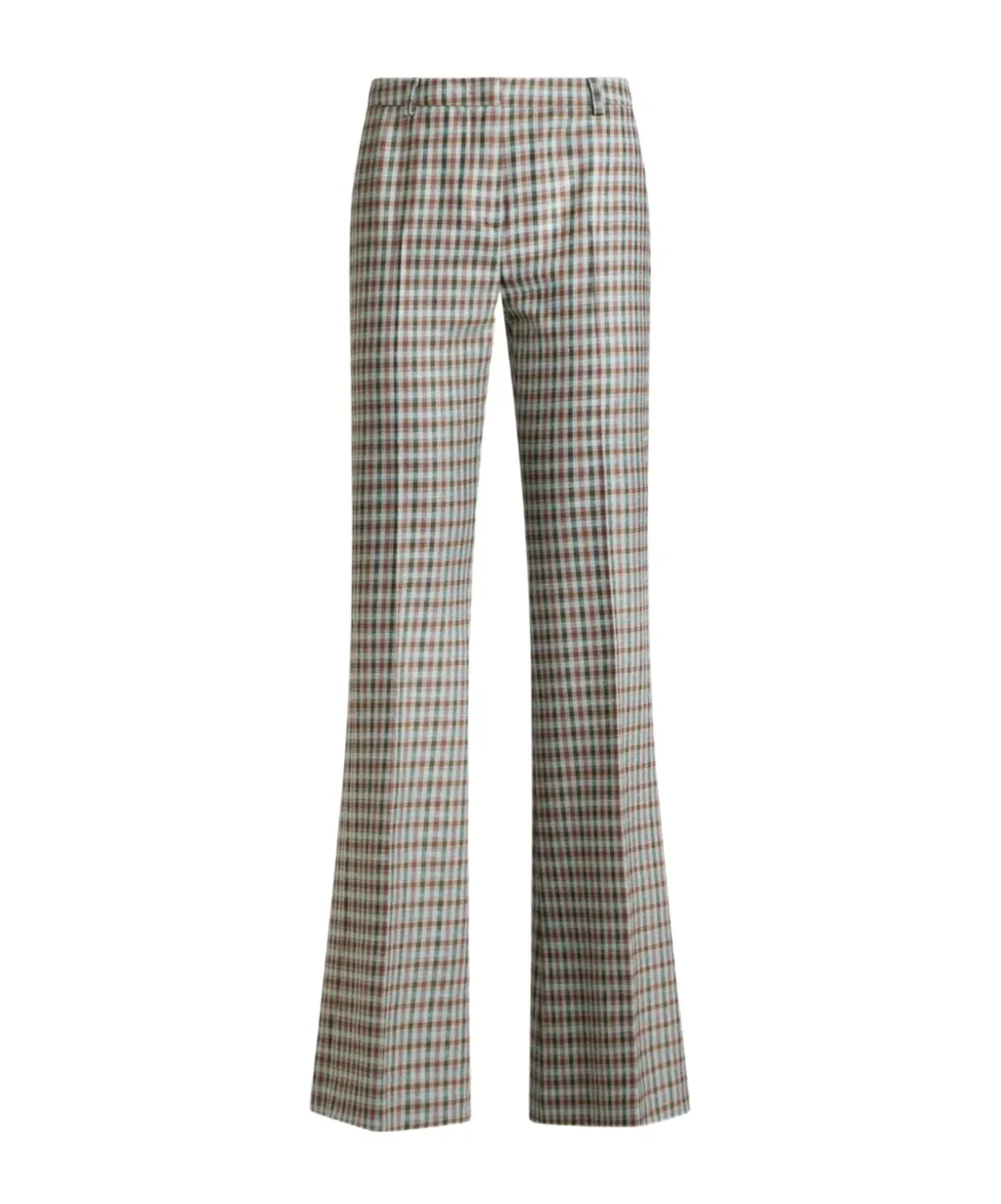 Wool-Blend Gingham Trousers