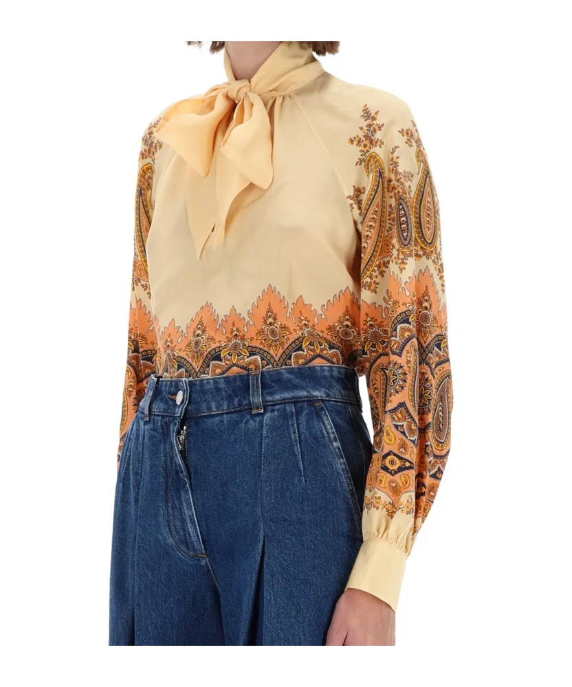 Tie-Up Paisley Printed Blouse