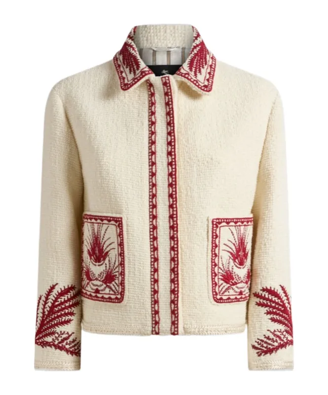Embroidered Bouclé Wool Jacket