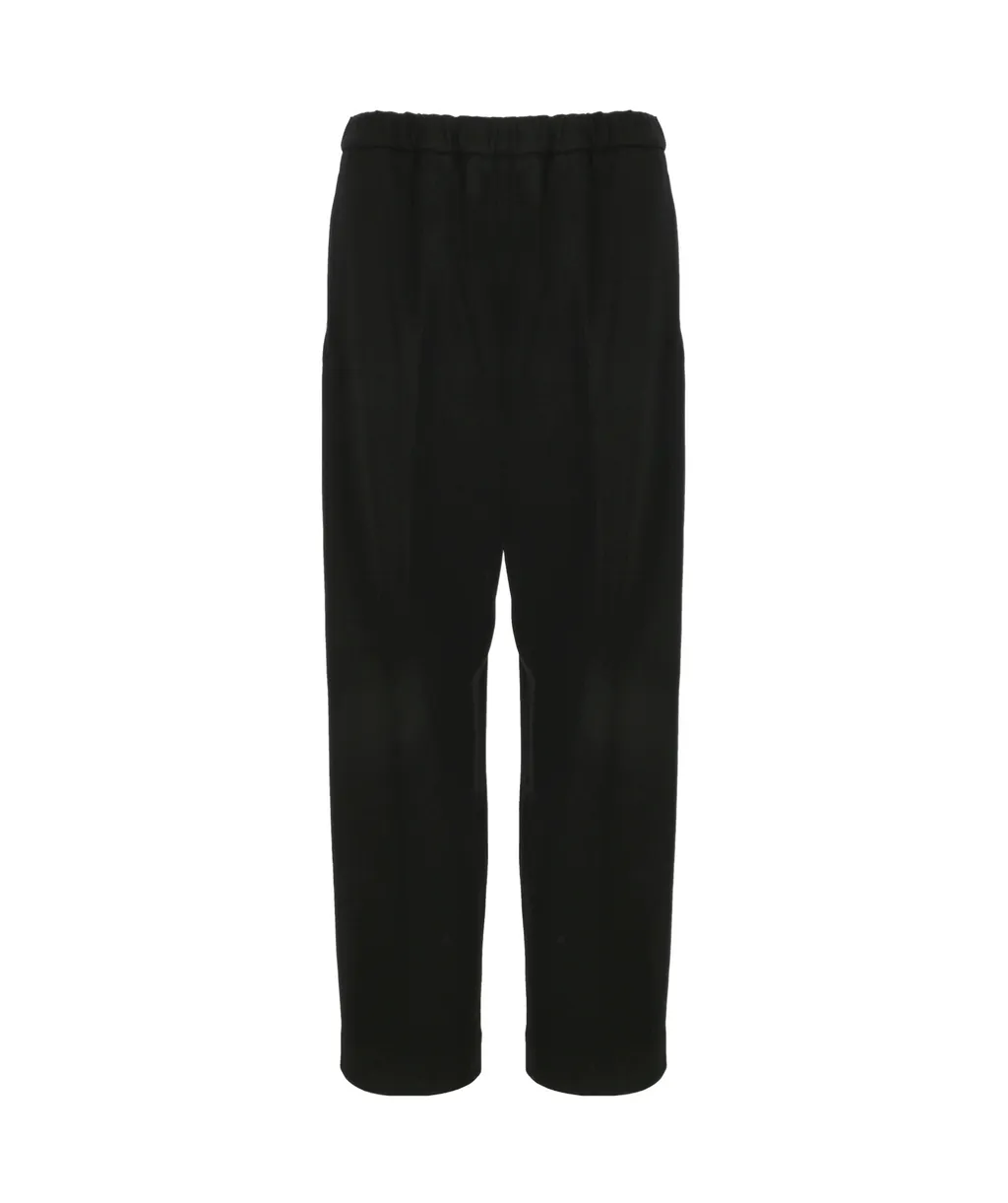 Elasticated-Waist Tapered Trousers