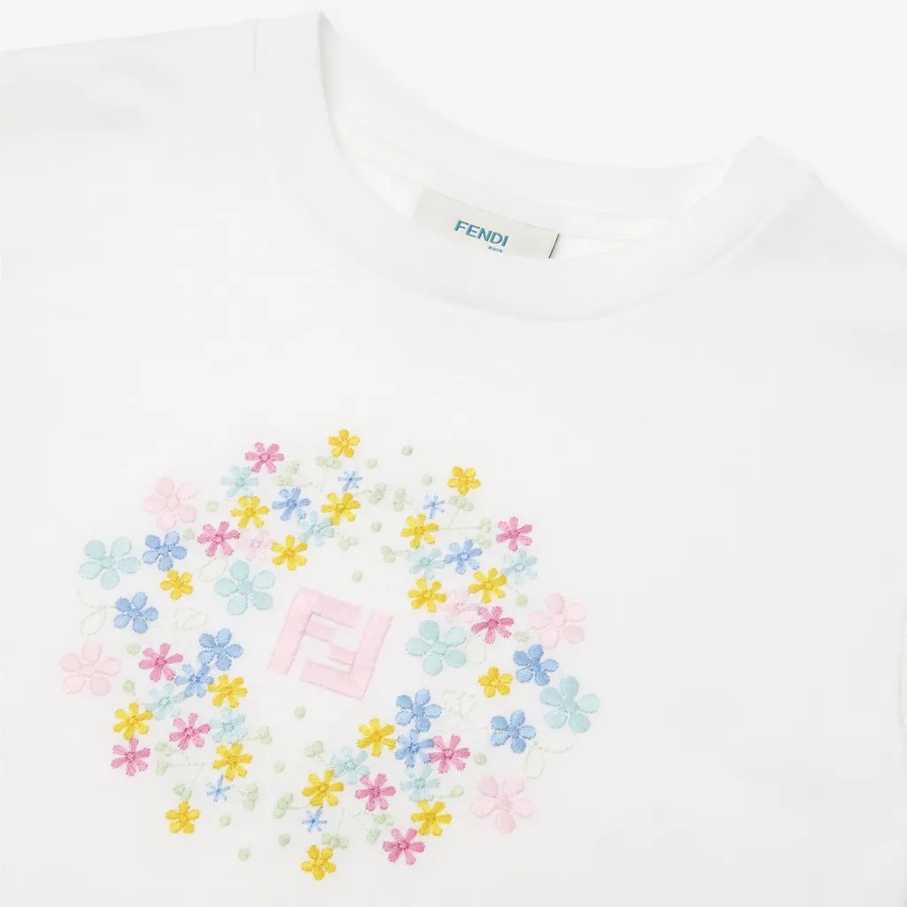 Floral-Embroidered Crewneck T-Shirt