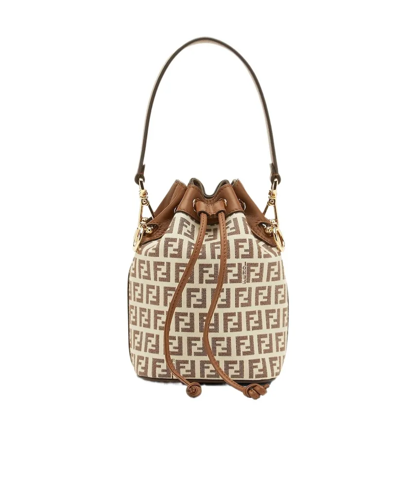 Mon Tresor Ff Jacquard Drawstring Bucket Bag