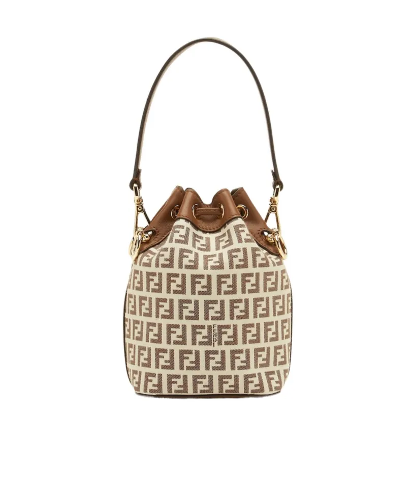 Mon Tresor Ff Jacquard Drawstring Bucket Bag