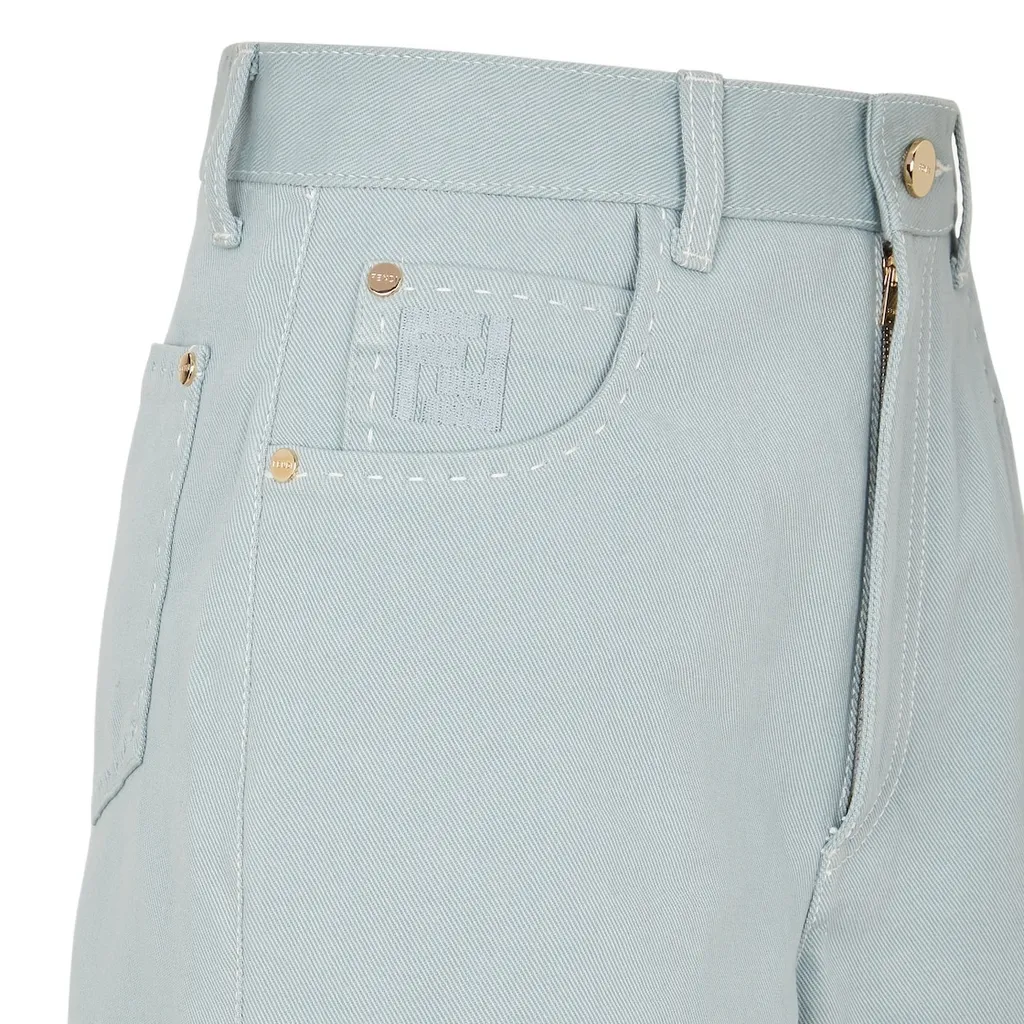 Ff Embroidered Denim Shorts