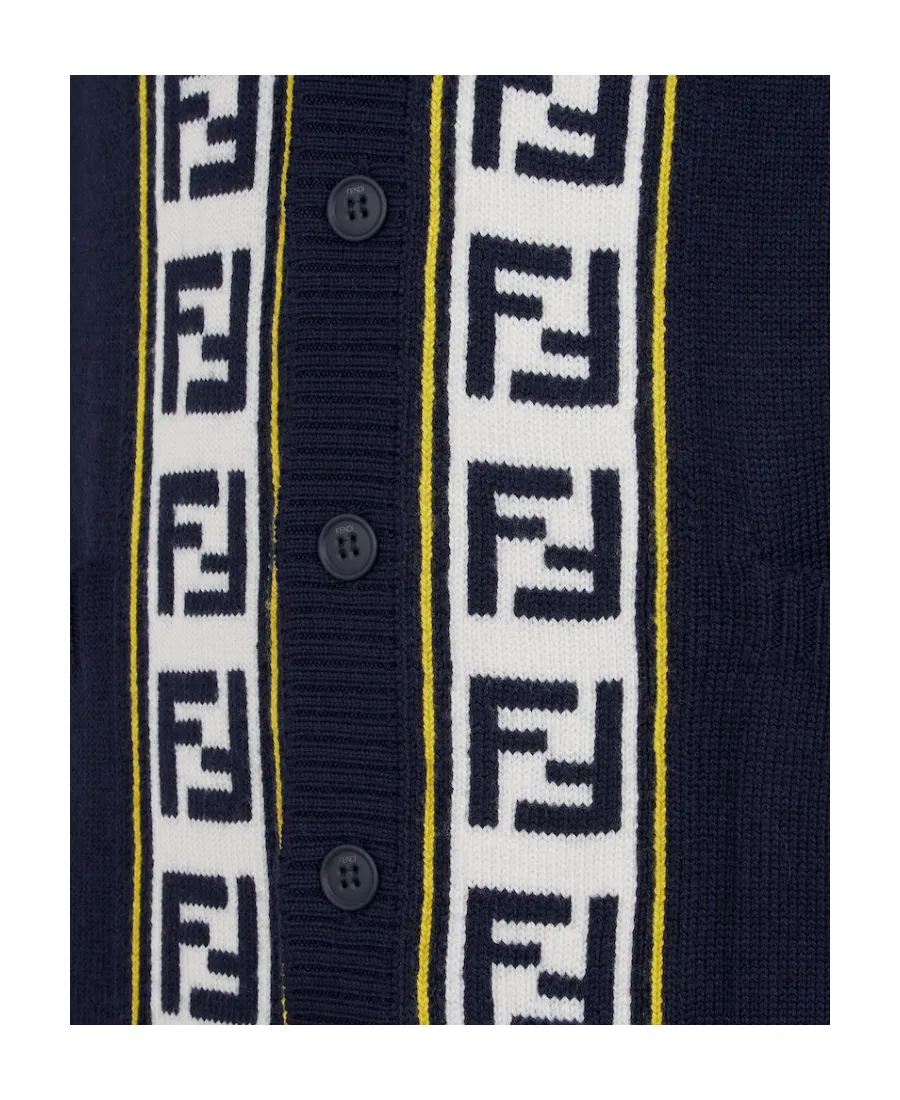 Logo Intarsia Button-Up Vest
