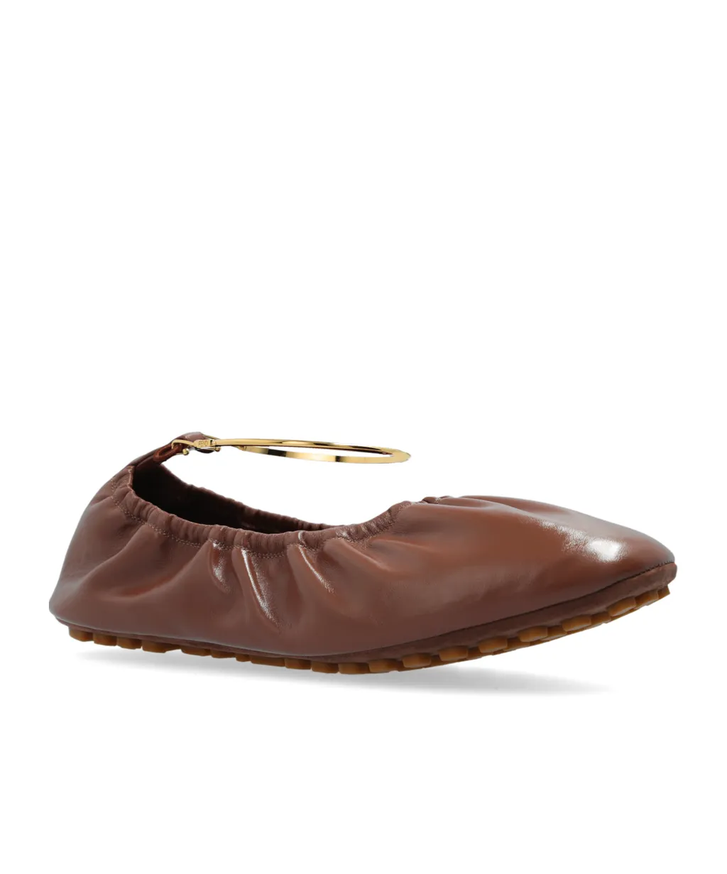 Ruched-Detail Ballerina Flats