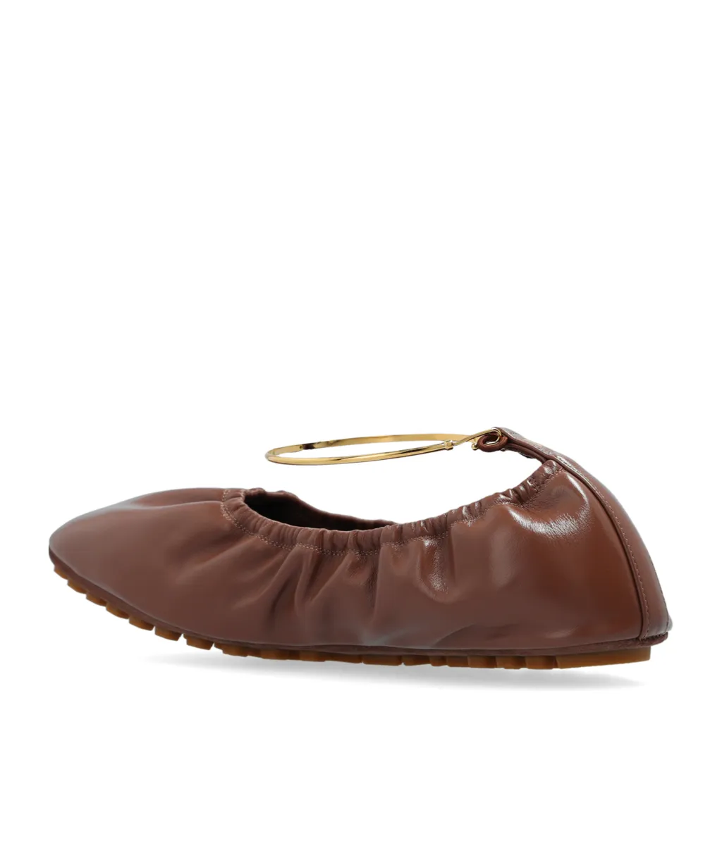 Ruched-Detail Ballerina Flats