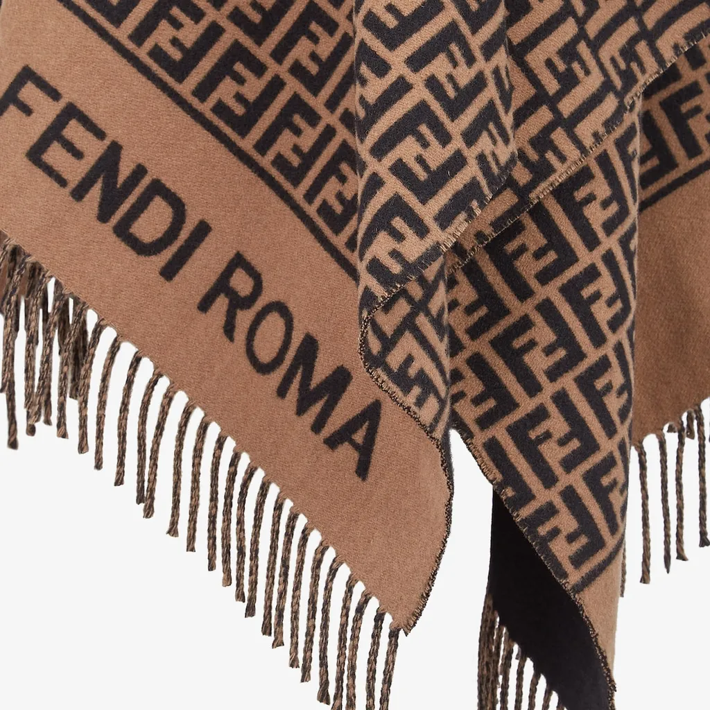 Ff Jacquard Fringed Poncho