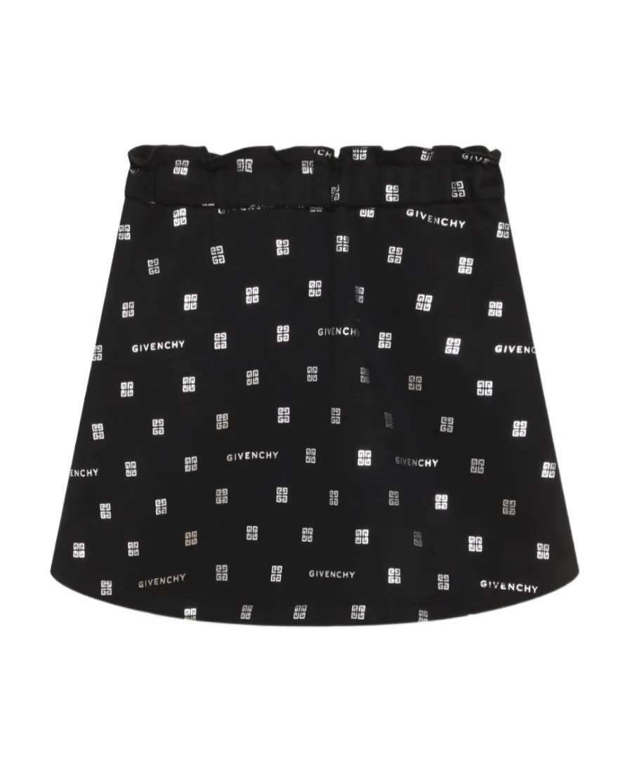 Logo-Printed Drawstring A-Line Skirt