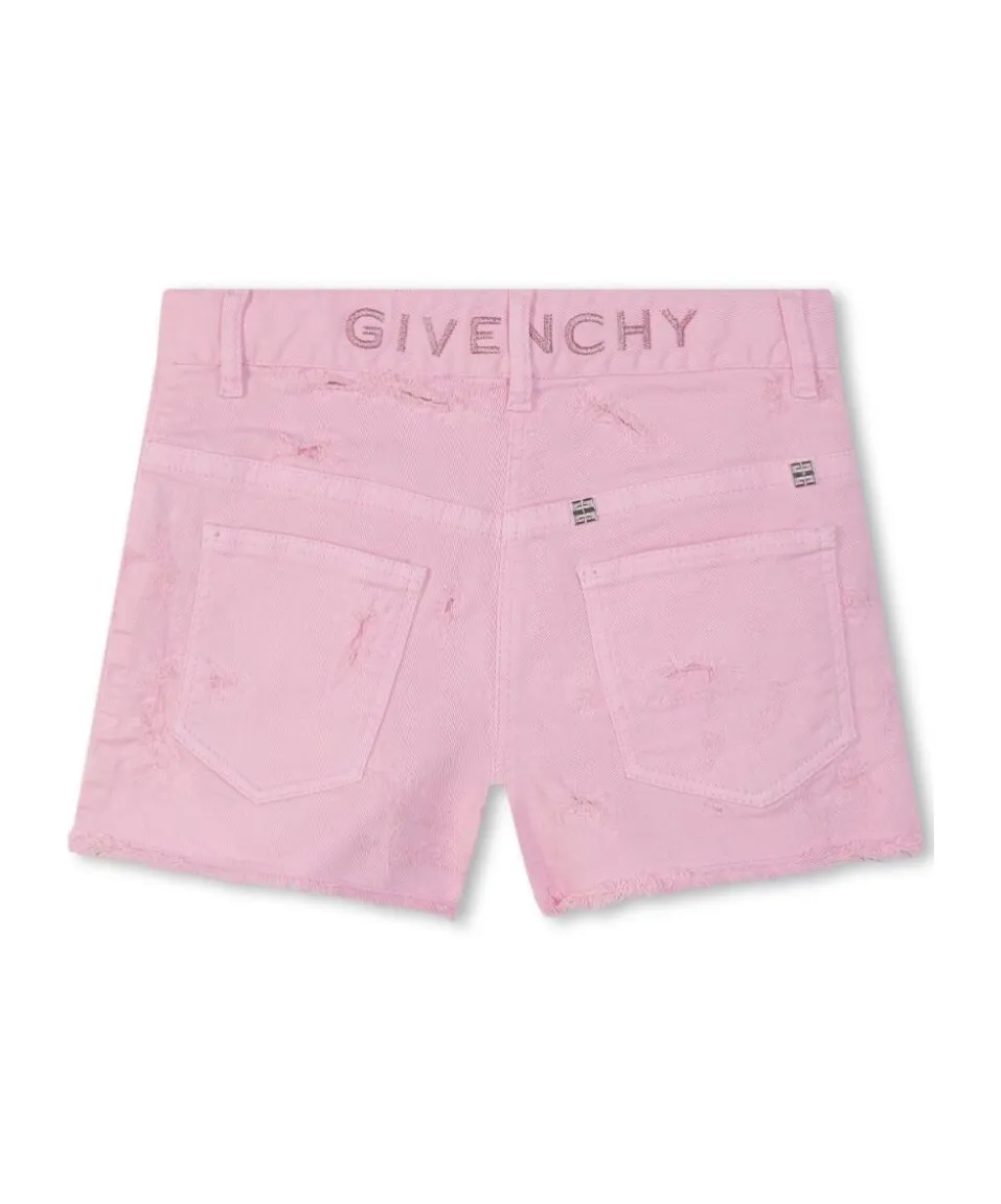 4G-Plaque Distressed-Effect Shorts