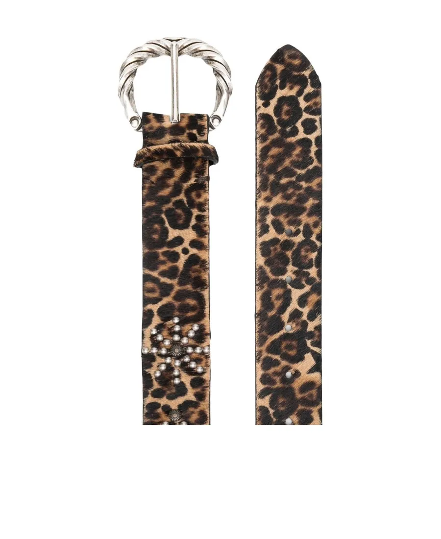 Leopard Print Logo Belt